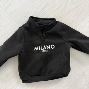 Italian-Themed Milano Italy Hooded Sweatshirt - Black White Hoodie 12-18M Zip Up